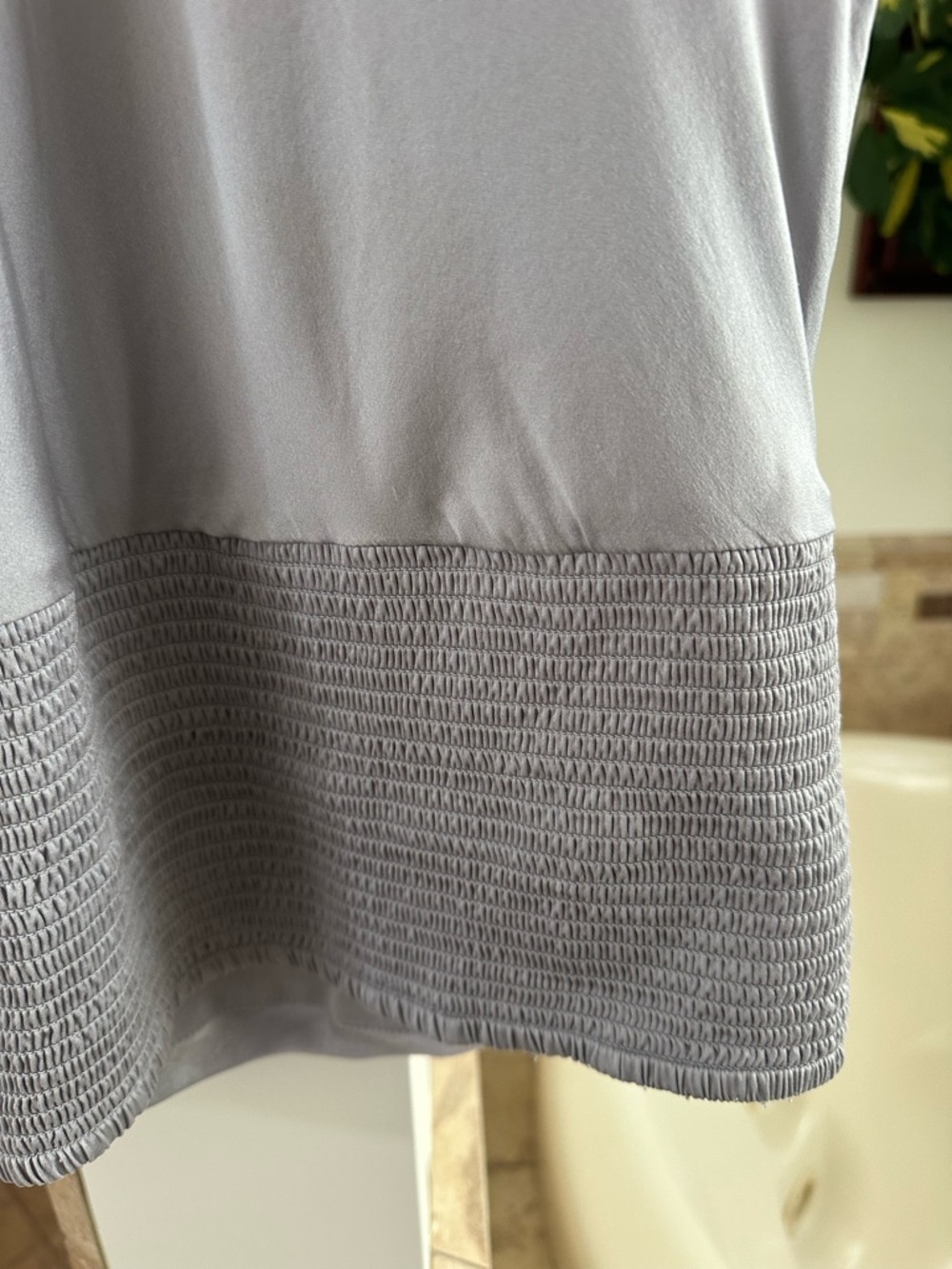 WHBM White House Black Market Sterling Silver Draped Neck Ruched Banded Blouse - Picture 7 of 8